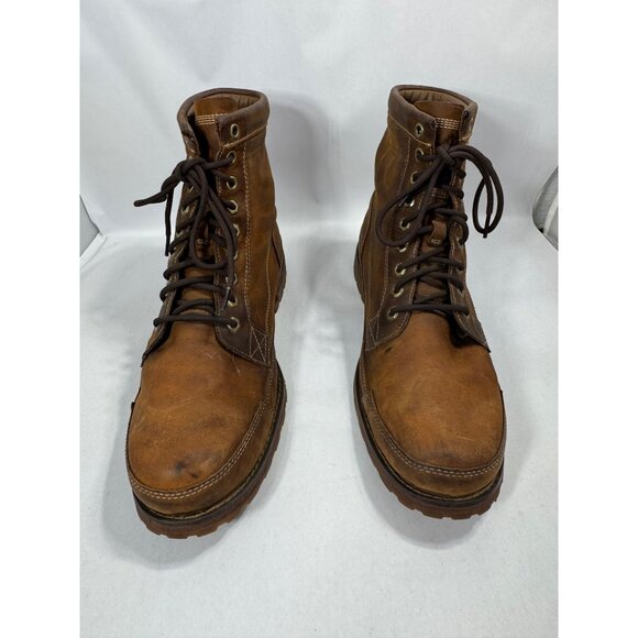 Timberland Mens Brown Leather Lace-Up Boots Size 14W Rugged Outdoor Footwear - Picture 8 of 16